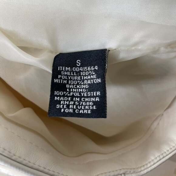 Forever 21 Women's White Faux Leather Moto Belt Zipper Punkcore Bikercore S - Picture 6 of 7